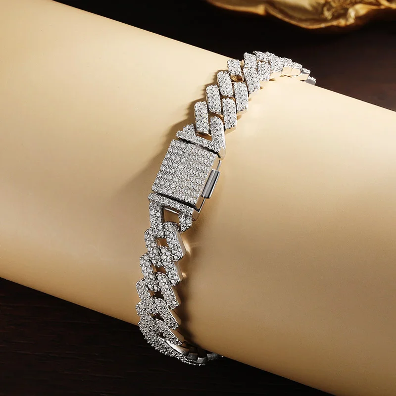 KNOBSPIN 8 мм кубинский браслет с муассанитом полный бриллиант сертифицированный GRA