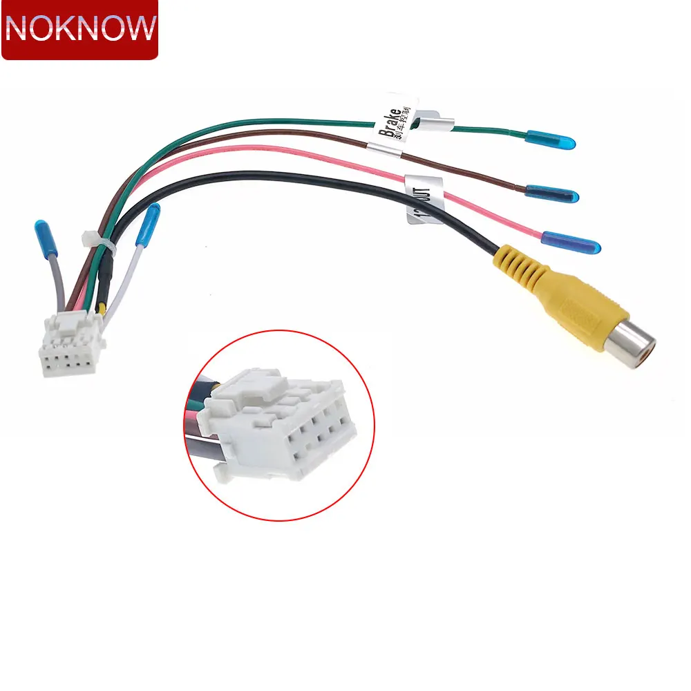 Universal 10 Pin Car RCA Rear View Camera Video Input Cable Adapter Wiring Connector Android Radio  Accessories