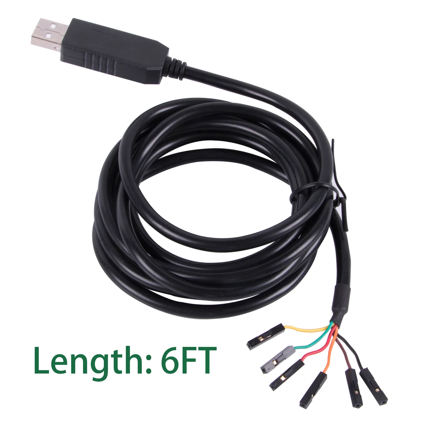 

USB To RS232 6Pin 2.54mm Dupont Port Serial Adapter Cable FTDI Chip Pinout TX RX GND VCC CTS RTS for Windows Mac OS Linux