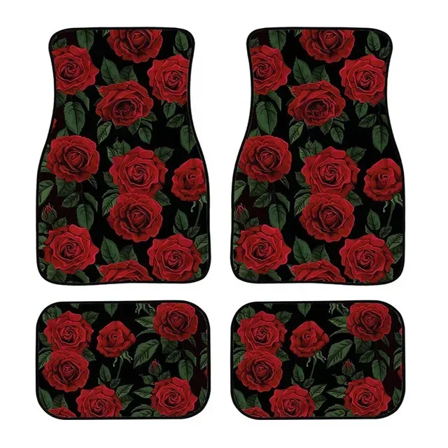 Aimaao Красная Роза Цветочный Узор Автомобильные Коврики Стильный Декор Ковры