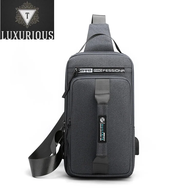 

Brand Design Men's Shoulder Casual Travel Diagonal Bag High Quality Nylon With USB Interface Chest Pack Crossbody Bags Male