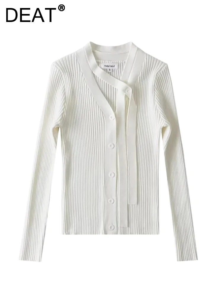 

Женский трикотажный кардиган с V-образным вырезом, однобортный