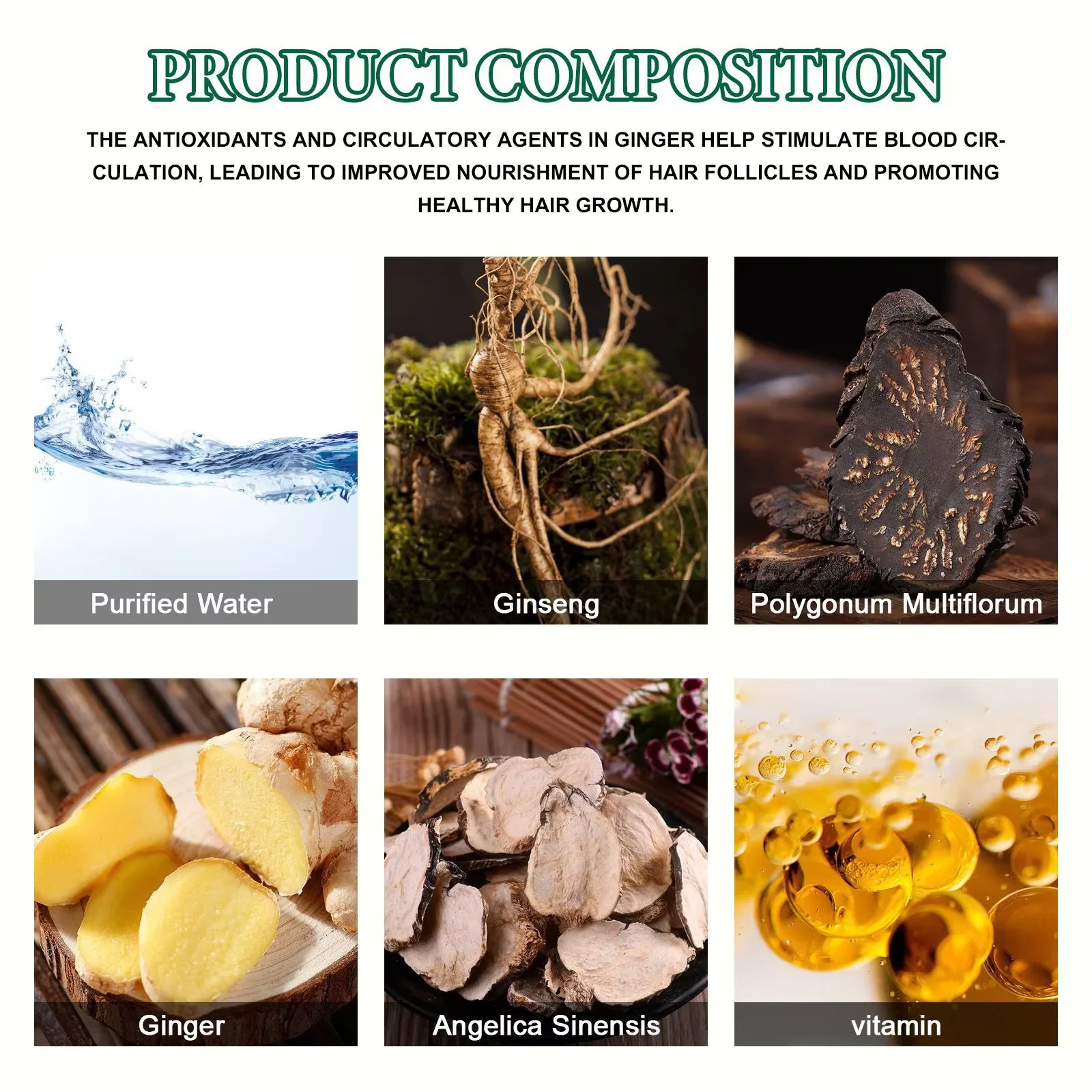 Сыворотка против Alopecia эфирное масло имбирный спрей для роста волос выпадения