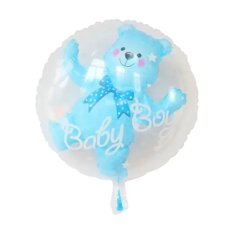 24-дюймовые Прозрачные Воздушные Шары С Синим И Розовым Рисунком Медведя Бобо Для