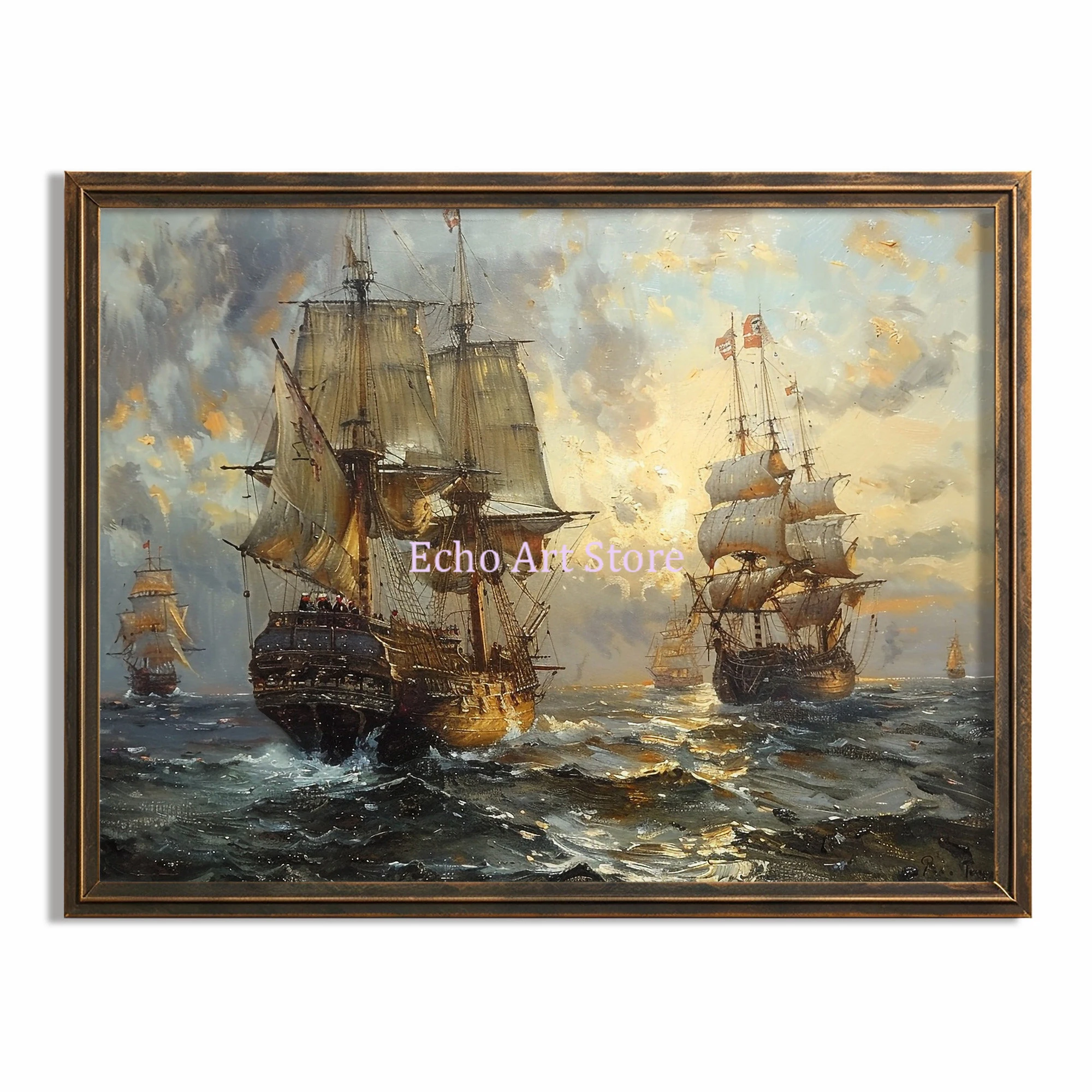 Винтажные постеры с изображением пиратского корабля на холсте