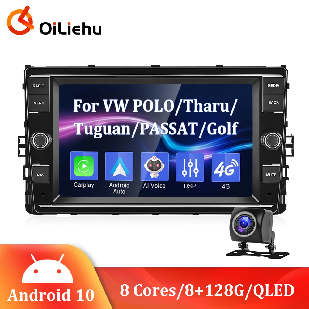 OiLiehu 8G + 128G 8-ядерный автомобильный радиоприемник 2 Din 8 &quotAndroid 10 0 для VW/Volkswagen
