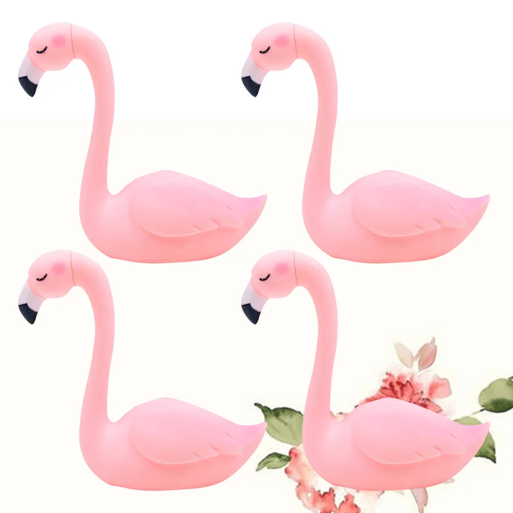 

4 Pcs Cake Flamingo Decor Cake Decor Wedding Table Decor Office Figurine Flamingo Craft Kids Car Toys Shine Bird Cake Ornament