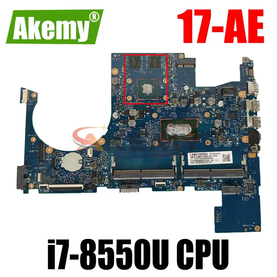 

6050A2923801 notebook mainboard For HP envy 17-AE 17T-AE 17m-ae 17m-ae111dx laptop motherboard with SR3LC i7-8550U CPU PM
