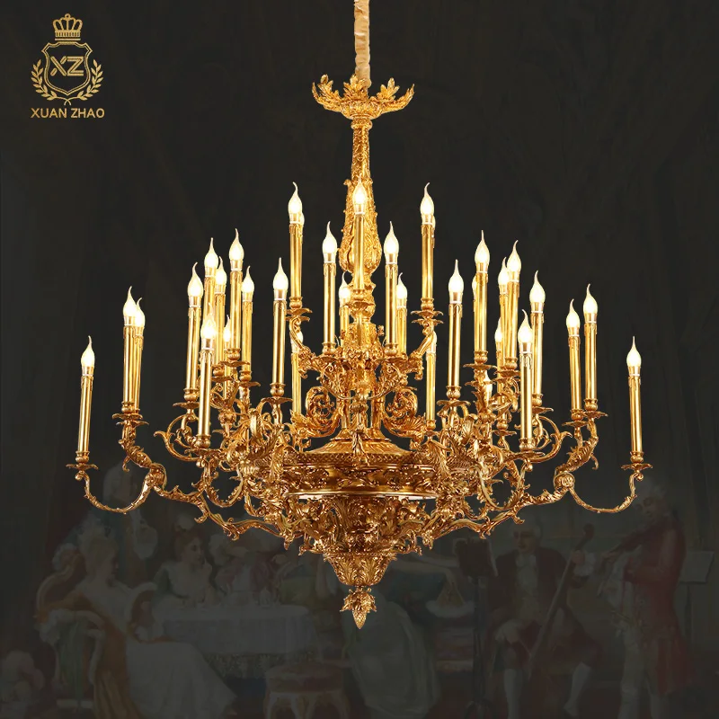 XUANZHAO 36 лампочек королевский полный медный светильник люстра во французском