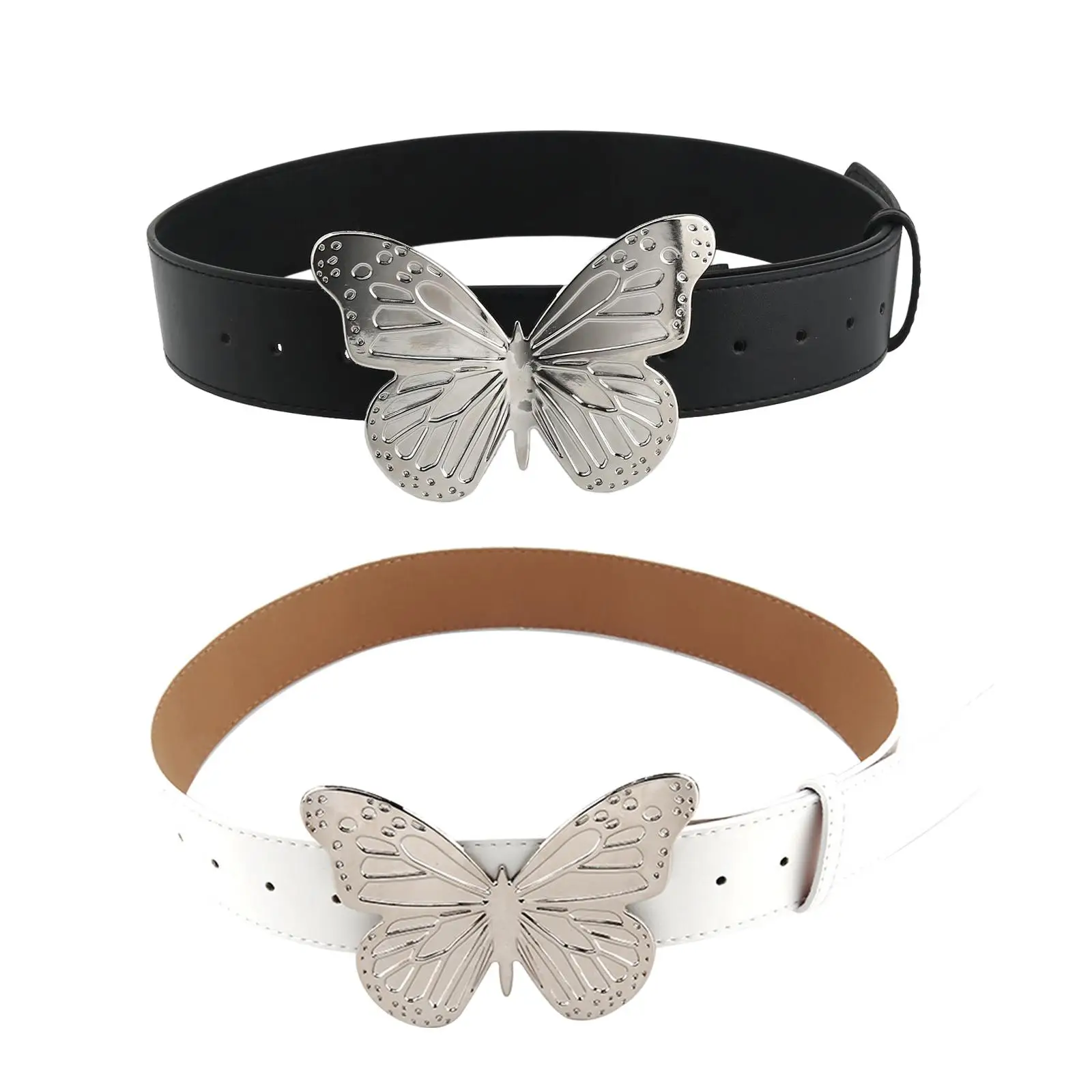 

PU Leather Women Belts Y2K Butterfly Buckle Punk Soft Decorative Belt Chic Pants Ladies Waist Belt Dress Belt for Dresses Ladies