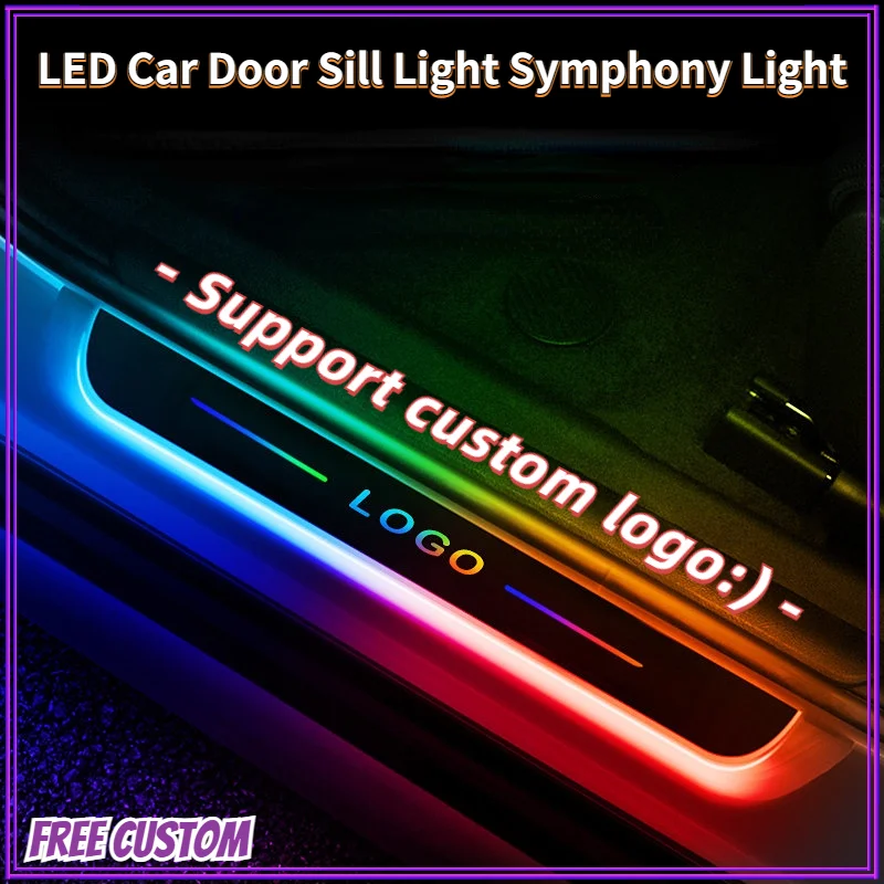 

Customized Car door illuminated sill light logo Projector lamp Power Moving LED Welcome Pedal Car Scuff Plate Pedal Symphony