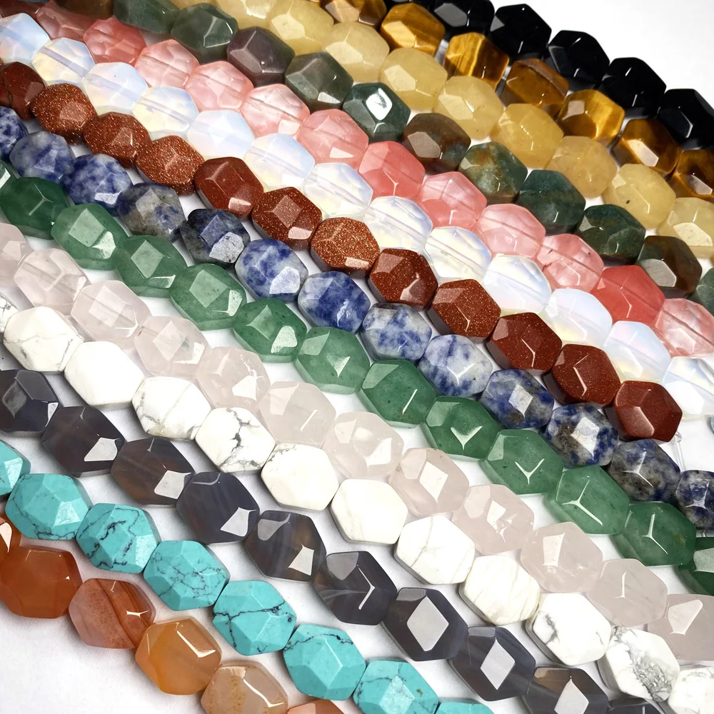 

Natural Stone Beads Square Shape Tophus Faceted Isolation Beaded for Jewelry Making DIY Simple Bracelet Necklace Accessories
