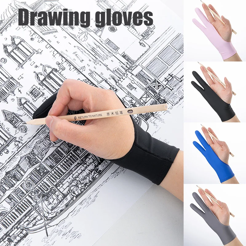 

1Pcs Two Fingers Anti-fouling Gloves For Graphics Drawing Mittens Tablet One-finger Single Layer Right Left Hand Drawing Gloves