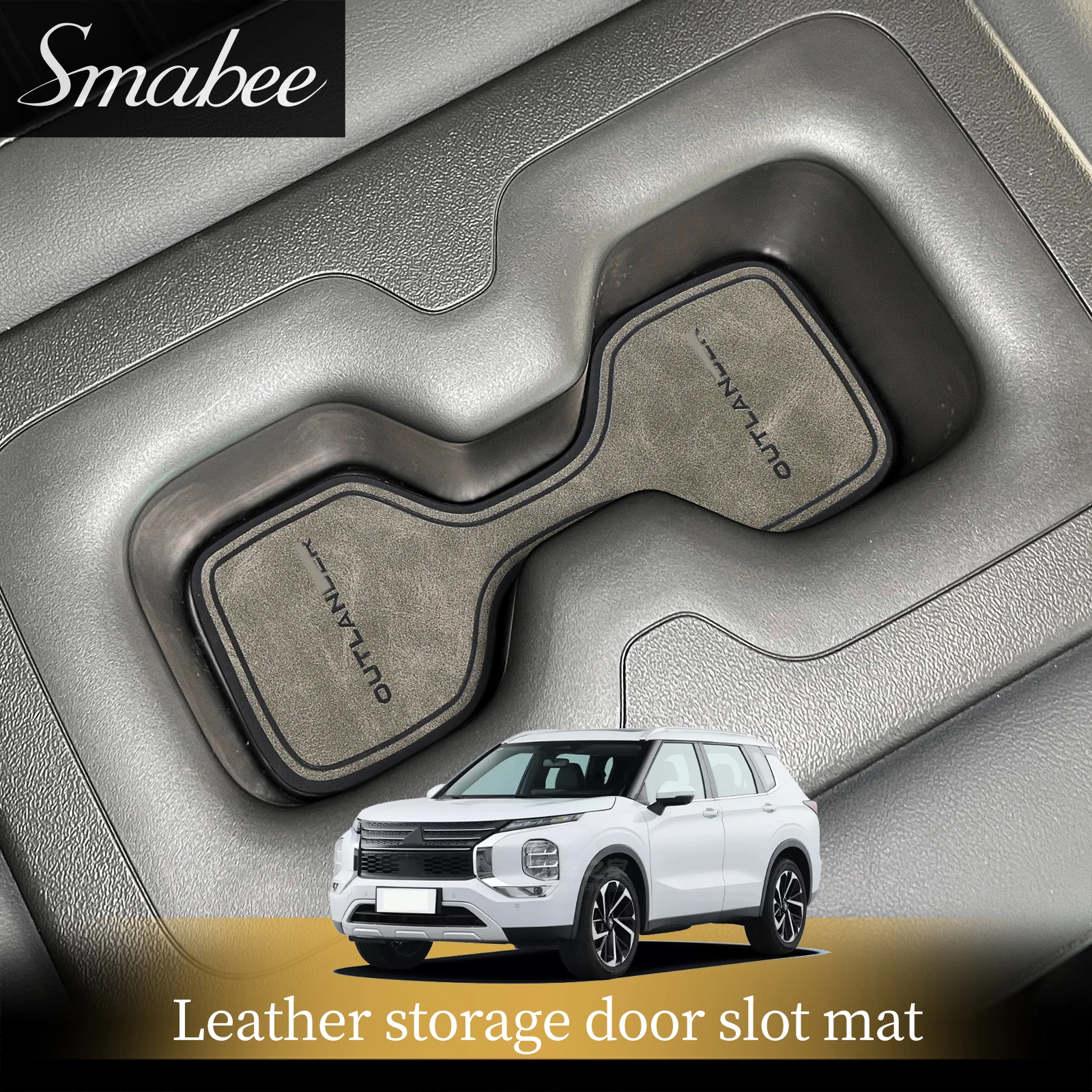 

Smabee Leather Door Groove Pad for Mitsubishi Outlander 2023 + Cortex Gate Slot Mat Cup Holder Accessories Water Coaster Storage