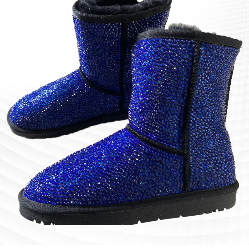 

Explosive rhinestone full drill thickened ankle boots warm fashion custom banquet snow boots large size 35-44