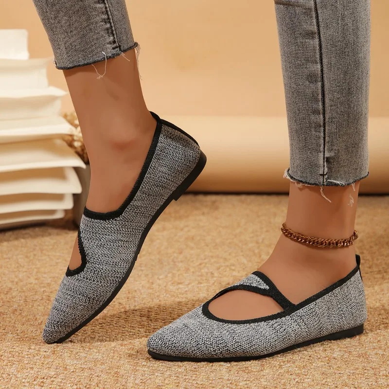 Женская модная обувь на плоской подошве осенние новые вязаные дышащие