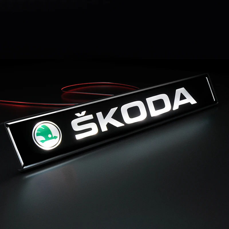 

For Skoda Octavia Fabia Rapid Yeti Car Logo Light Popular Auto Front Hood Radiator Grille LED Lights Auto Emblem Decorative Lamp