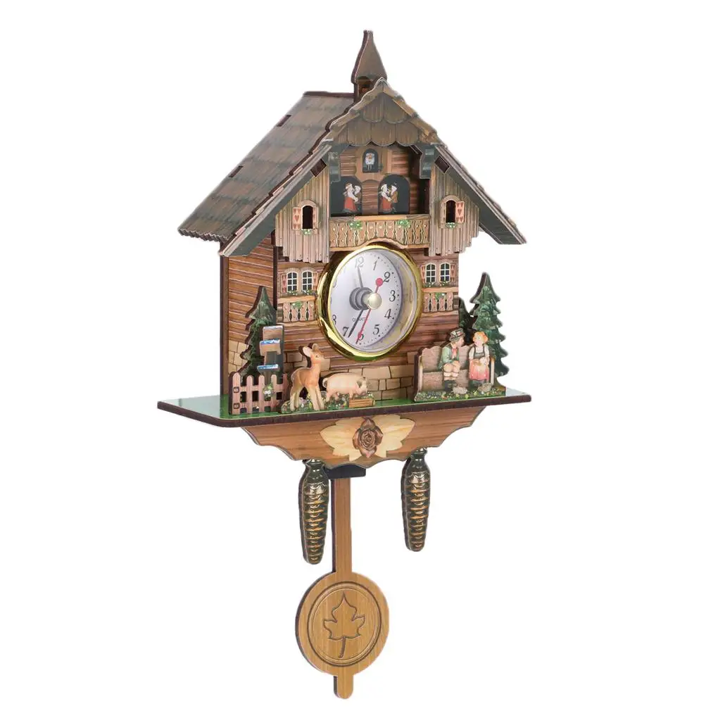 Wear-resistant Vintage Wood Clock Birdhouse Clocks Handcrafted Wall Decoration Living Rom