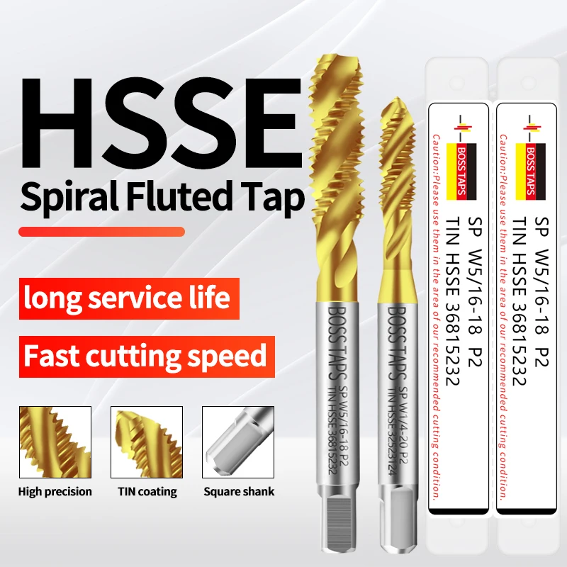 ЛЕНТЫ BOSS HSSE-M35 Стандартный спиральный рифленый метчик JIS W 1/8 5/32 3/16 7/32 1/4 5/16 3/8 7/16 1/2 5/8