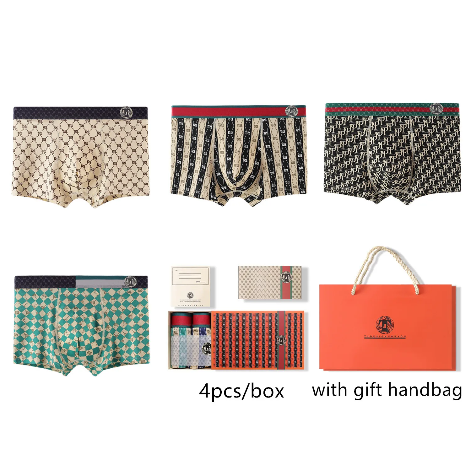 

4 шт., мужские трусы-боксеры из натурального хлопка