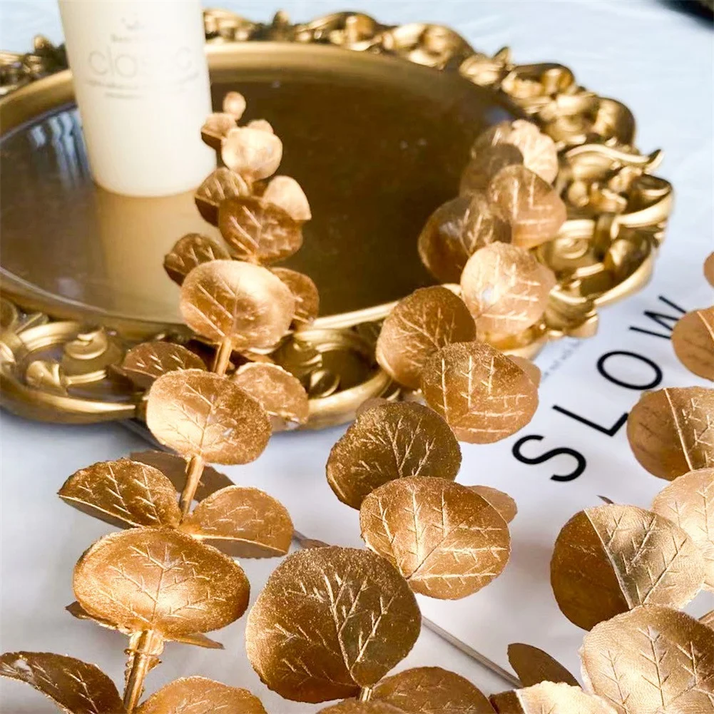 

Gold Artificial Plants Artificial Flower Eucalyptus Leaf Ginkgo For Wedding Home Decor Table Decoration Flower Arrangement