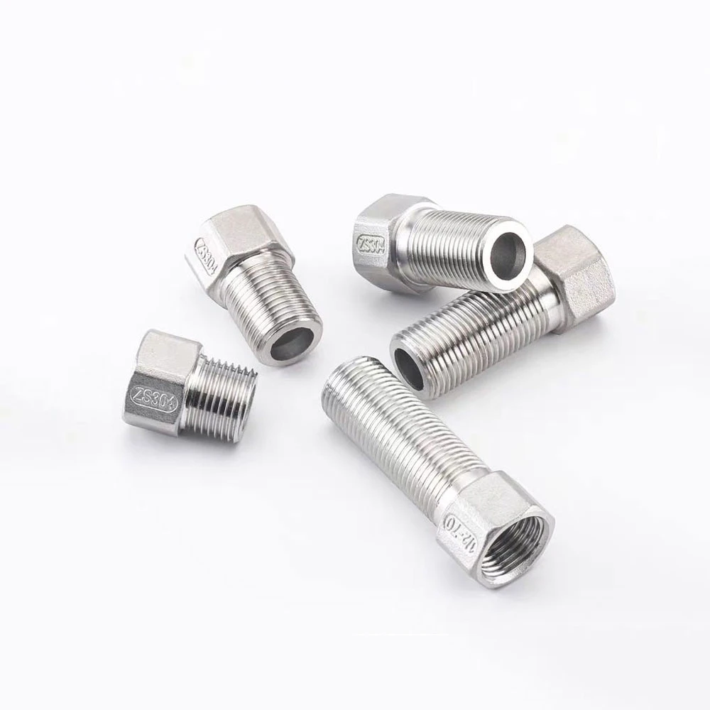 Length 32 40 50 60 70 100mm 1/2" BSP Female To Male Hex Coupler 304 Stainless Steel Fitting For Water Tank