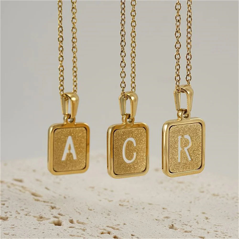 A-Z Pendant Letter Necklace for Men Women Stainless Steel Gold Chain Wholesale Dropshipping Jewelry 18inch Necklace Gifts Men