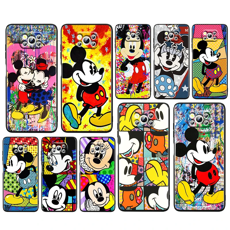 

Cartoon Color Mickey Case For Xiaomi Poco M4 X3 F3 GT NFC M3 C3 M2 F2 F1 X2 Pro Silicone TPU Black Phone Cover Capa