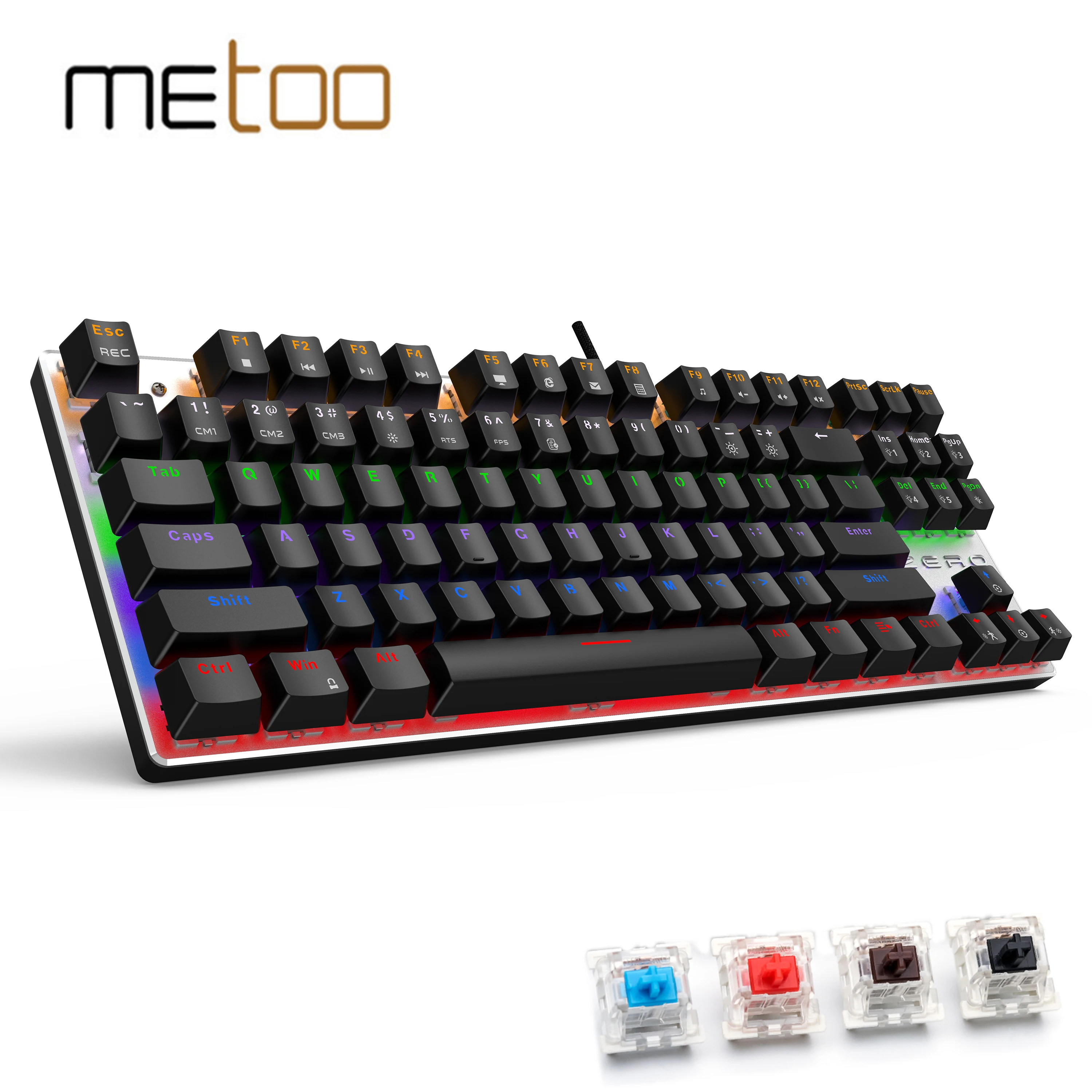 

Игровая Механическая Проводная клавиатура Metoo, 87 клавиш, синий/красный переключатель, подсветка, защита от фиктивных нажатий, для ПК и ноутб...