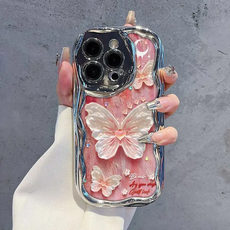 Чехол для телефона с белой бабочкой iPhone 14 Pro Max 15 11 12 13 XR 8 7 Plus X XS SE 2020 2022 мягкий
