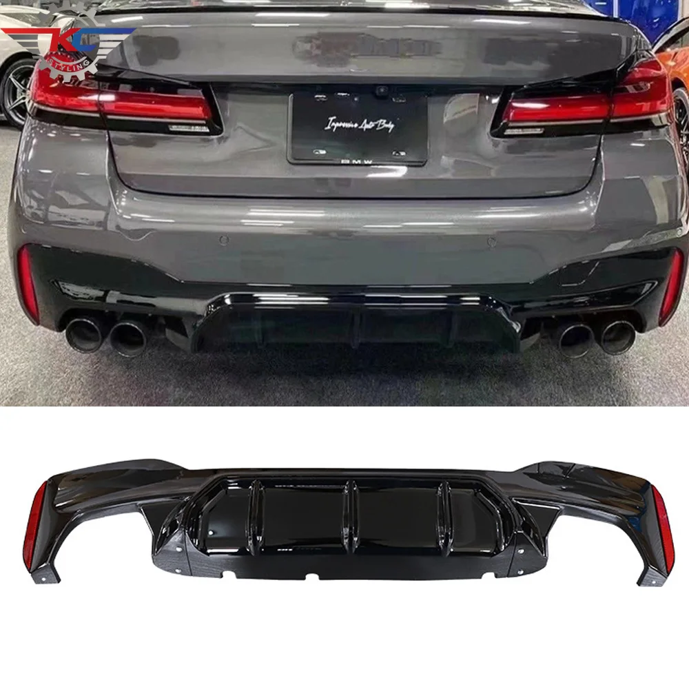 Для BMW 5 серии G30 M Sport 2017-2024 глянцевый черный карбоновый узор задний диффузор губа M5