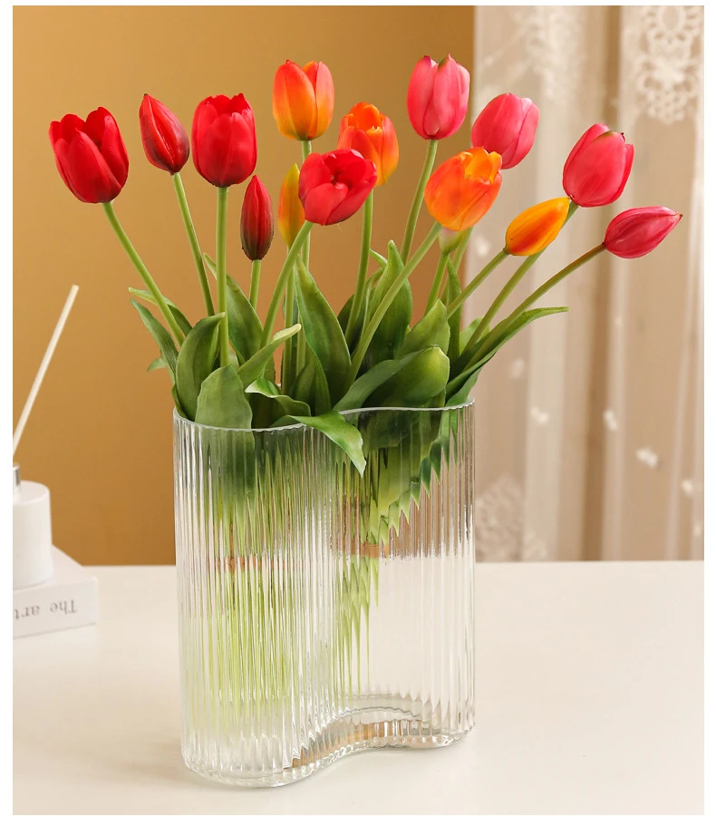 5 шт. искусственные цветы тюльпанов настоящие сенсорные розовые