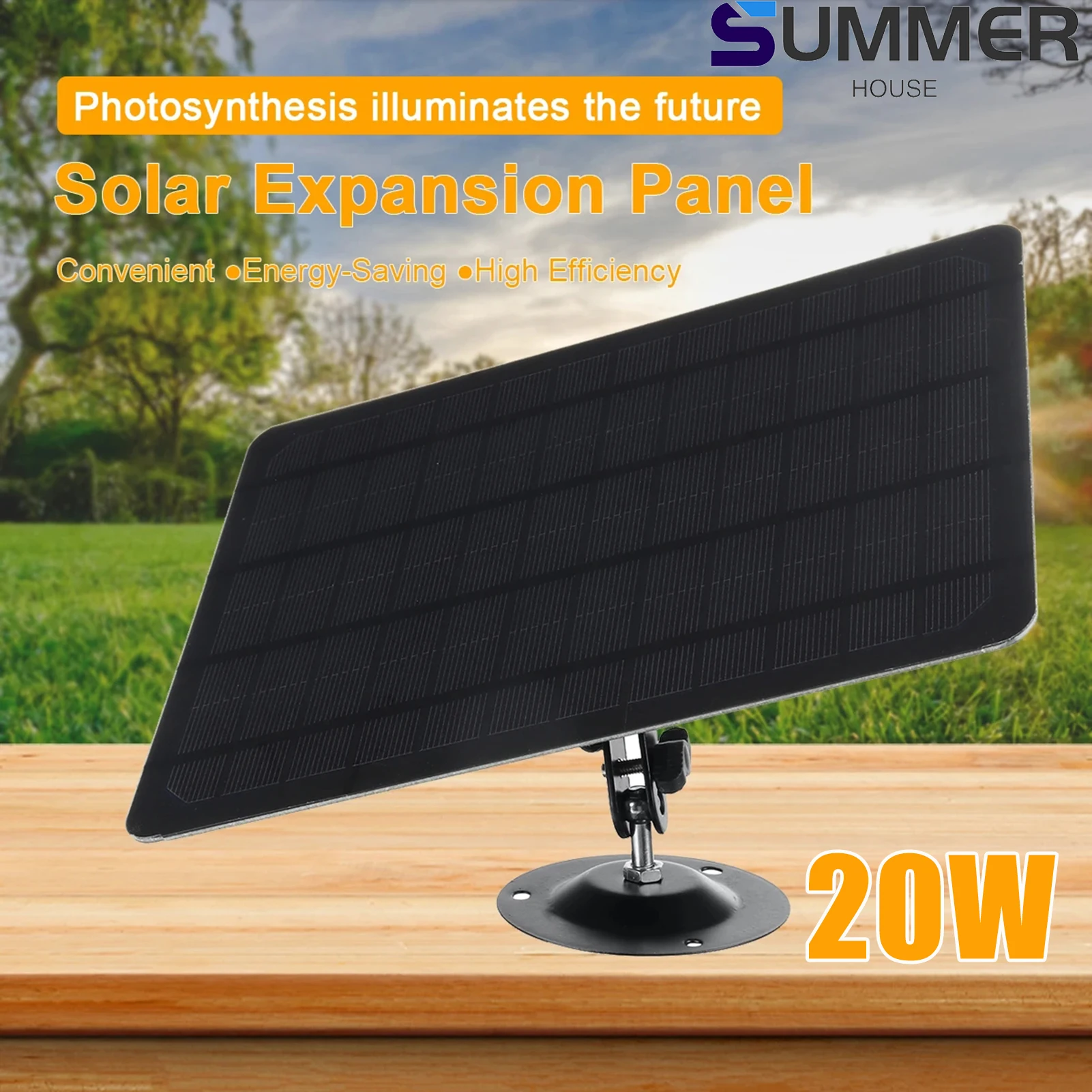 

20W 5V Micro USB Solar Panel 2000mAh 360-degree Rotation Waterproof Wall Mounted Monocrystalline Solar Plate for Outdoor Camera