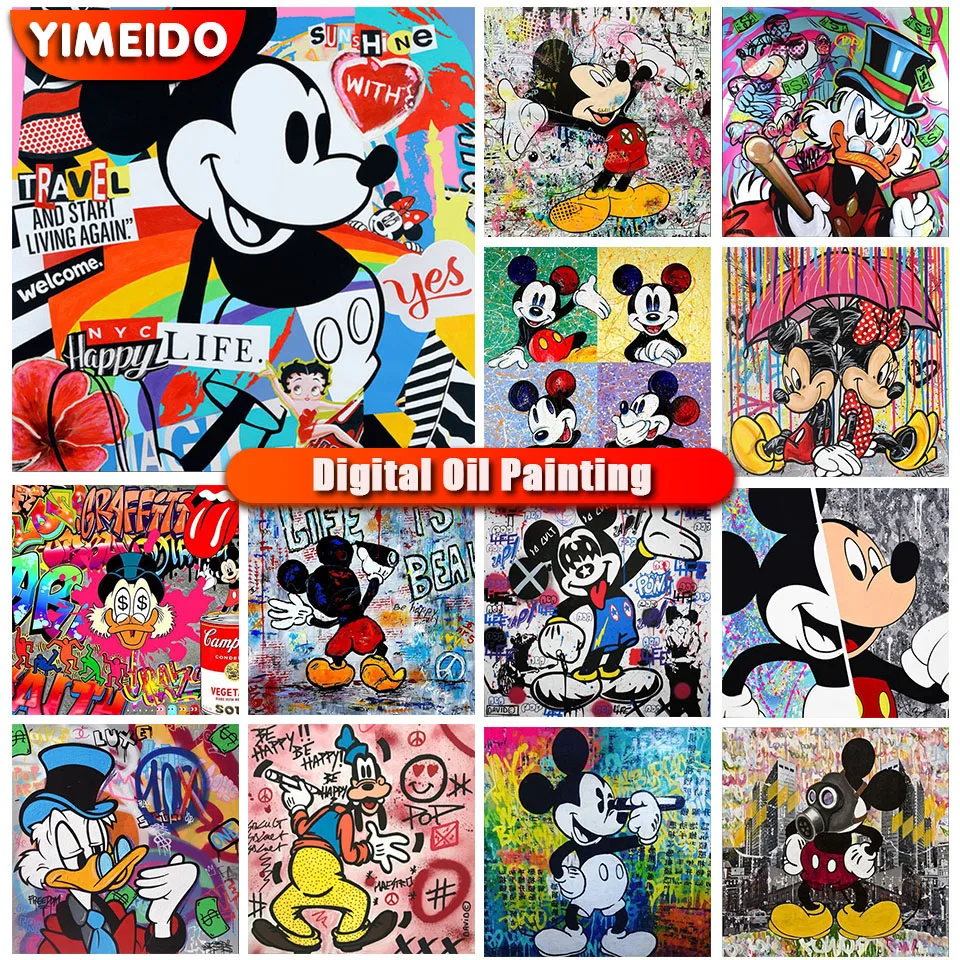 

Disney Painting By Numbers Mickey Mouse Drawing on Canvas for Children Unique Gift Handpainting Oil Paint By Number Cartoon