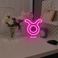 12 constellations taurus neon light sign led night light wall decor table desk lamp for bedroom rome home store birthday gift
