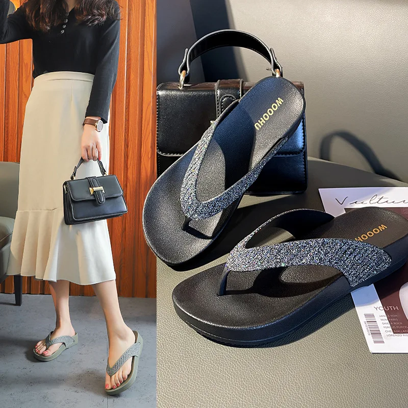 

Summer New Fashion Trend Women's Shoes All-match Round Toe Casual Flip Flops Outdoor Soft Comfortable Ladies Flat Heel Slippers