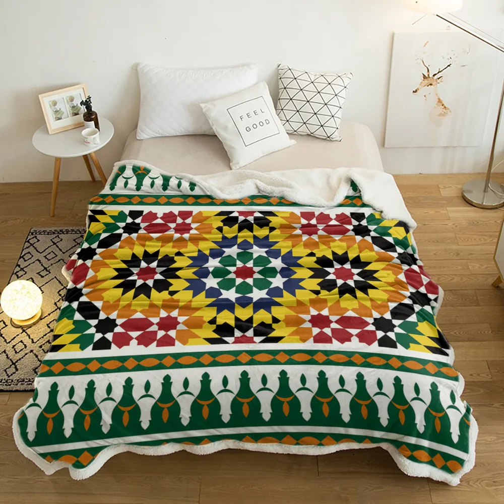 

Artistic Colors Flowers Star Plush Throw Blanket Sherpa Fleece Bedspread Blankets Sofa Cover Bedding Picnic Wool Soft Blanket