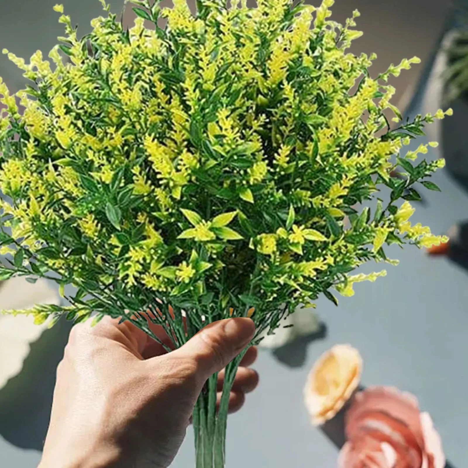 7 вилок цветок лаванды домашнее интерьерное украшение пластиковый желтый 8 шт.