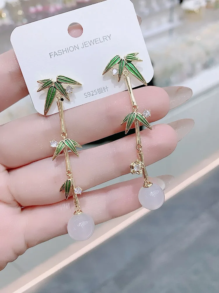 Новые китайские изумрудные бамбуковые серьги Sle высококачественные легкие