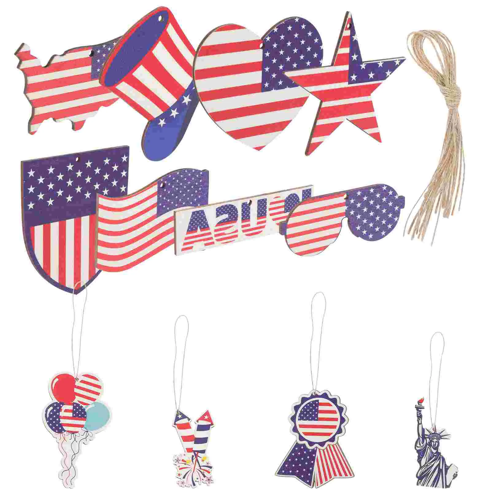 

12pcs Wall Living Room Outdoor Party Decorations Independence Day Hanging Sign Independence Day Wood Sign