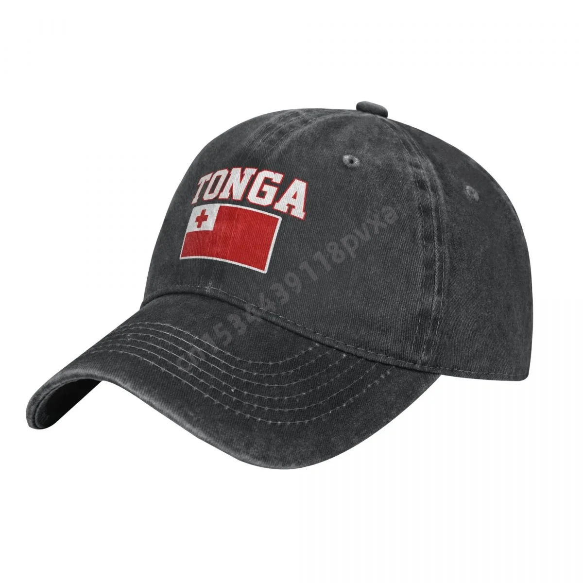 

Unisex Adult Tonga Flag Tongans Charcoal Washed Denim Baseball Cap Men Classic Vintage Cotton Dad Trucker Hat