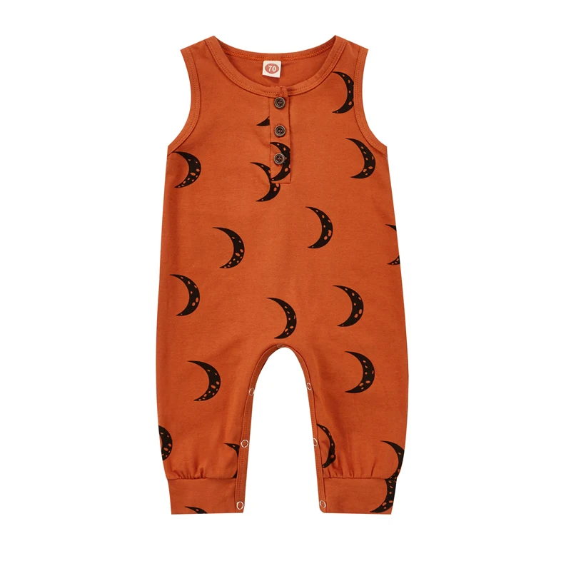

Infant Baby Girls Boys Romper Moon Print Round Neck Sleeveless Jumpsuit Summer Clothes