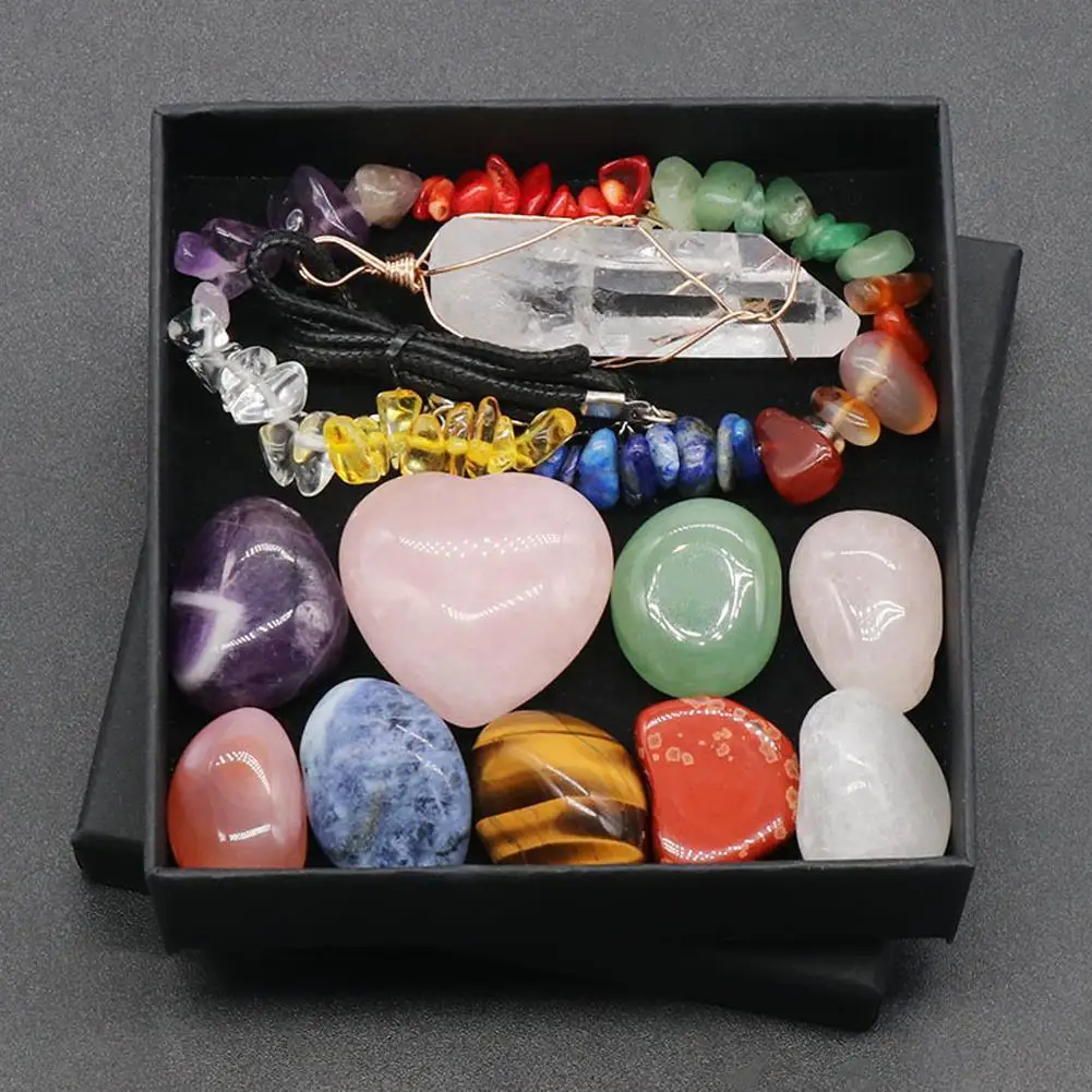 

11 шт./компл. натуральный кристалл, оригинальный камень Seven Chakra, лечебный камень, коллекция минеральных образцов, Подарочная коробка, набор кр...