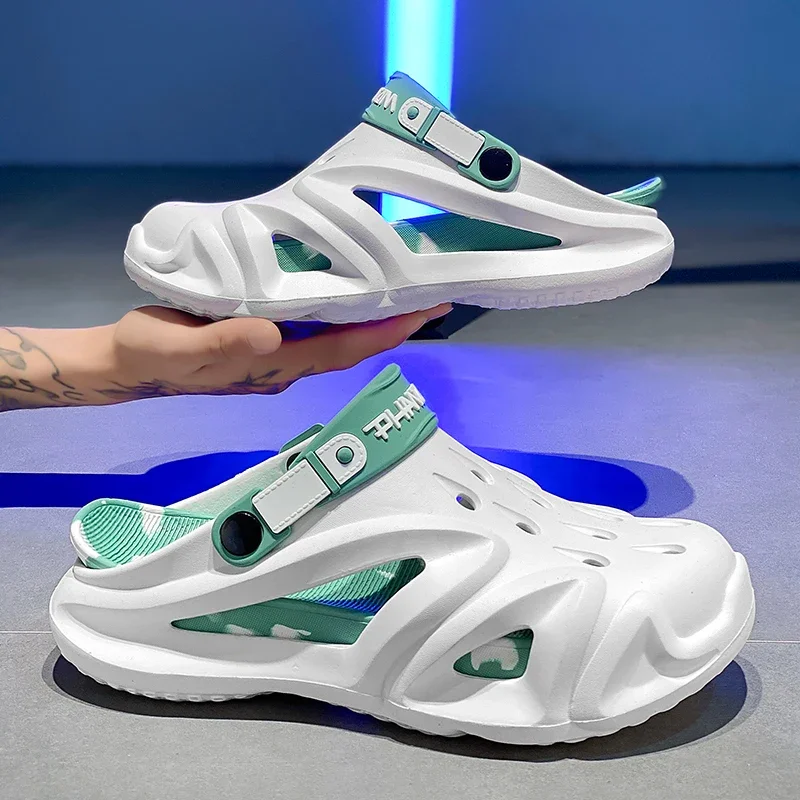 Белые сандалии на платформе разноцветные пляжные туфли мужские теннисные