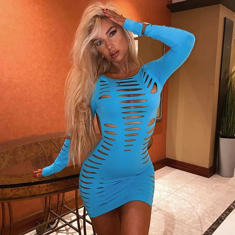 

BKLD Женская одежда, осень 2022, новинка, модное сексуальное облегающее однотонное платье с открытой спиной, круглым вырезом и длинным рукавом