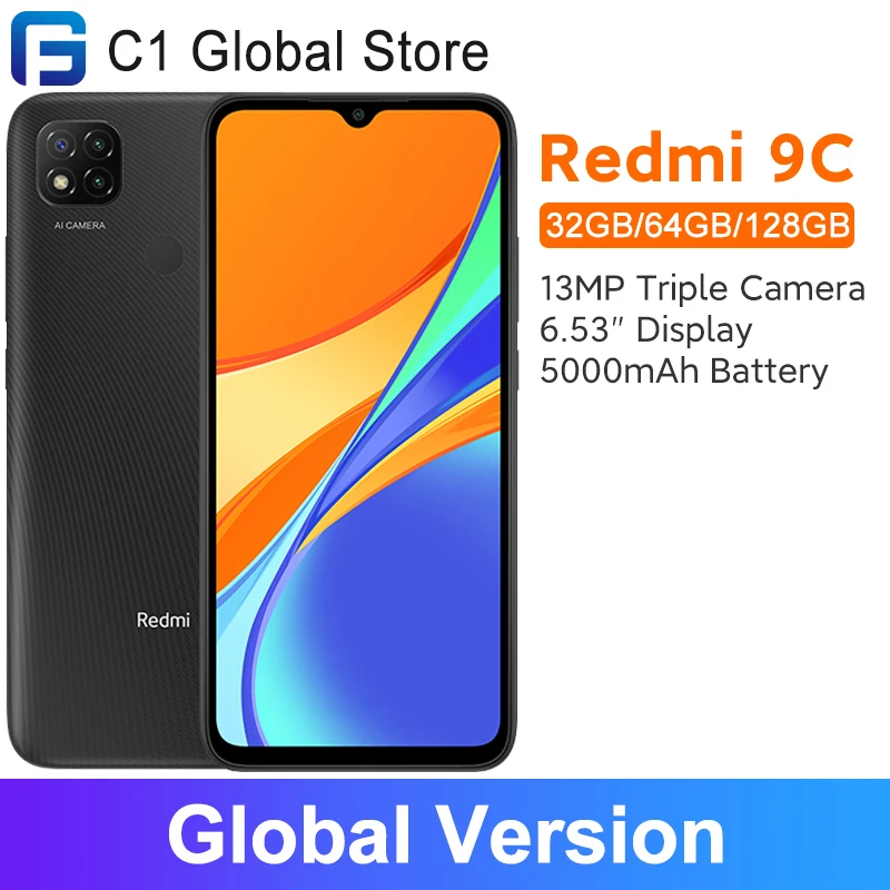 Global Version Xiaomi Redmi 9C Smartphone 32GB/64GB/128GB  MTK Helio G35 Octa Core 13MP  Camera 6.53" DotDrop Display 5000mAh