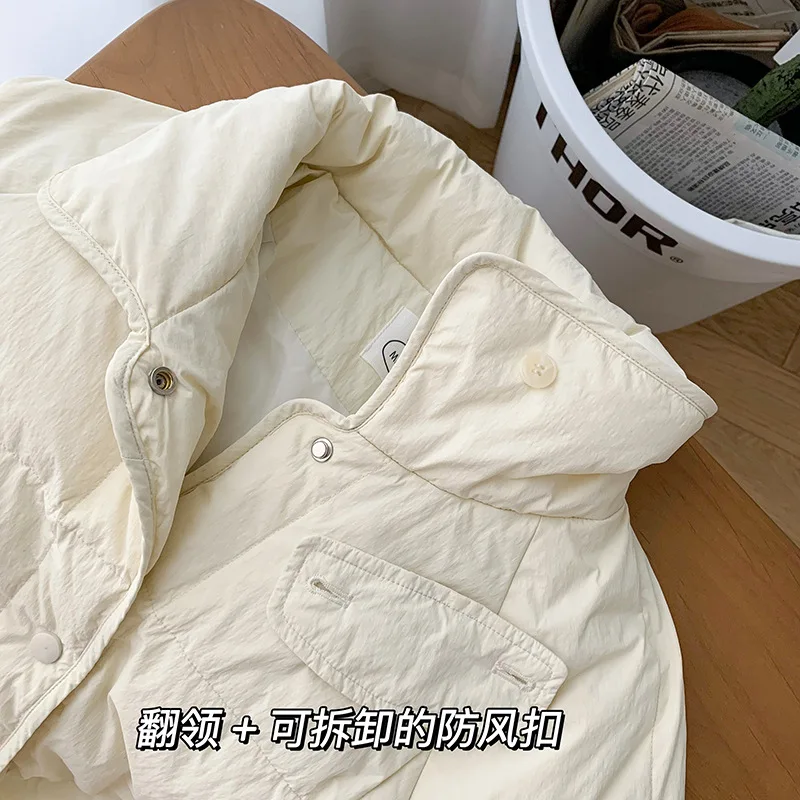 New Parkas Long Cotton Padded Jacket Women's Large Pocket Windproof Buckle Fashion Y2k Academic Style Coats Down Cotton Jacket