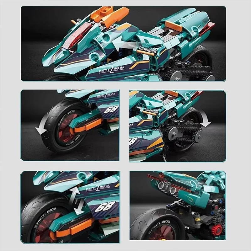 Техническая кибер-игра 2077 мотоцикл MOC строительный блок моторный автомобиль