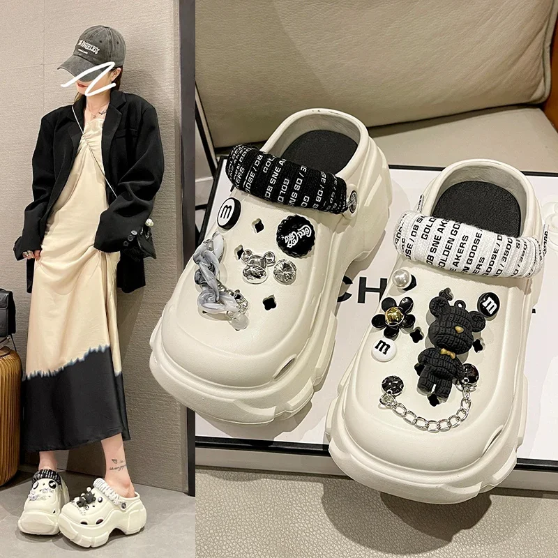 Сандалии женские на толстой подошве Нескользящие босоножки однотонные модные