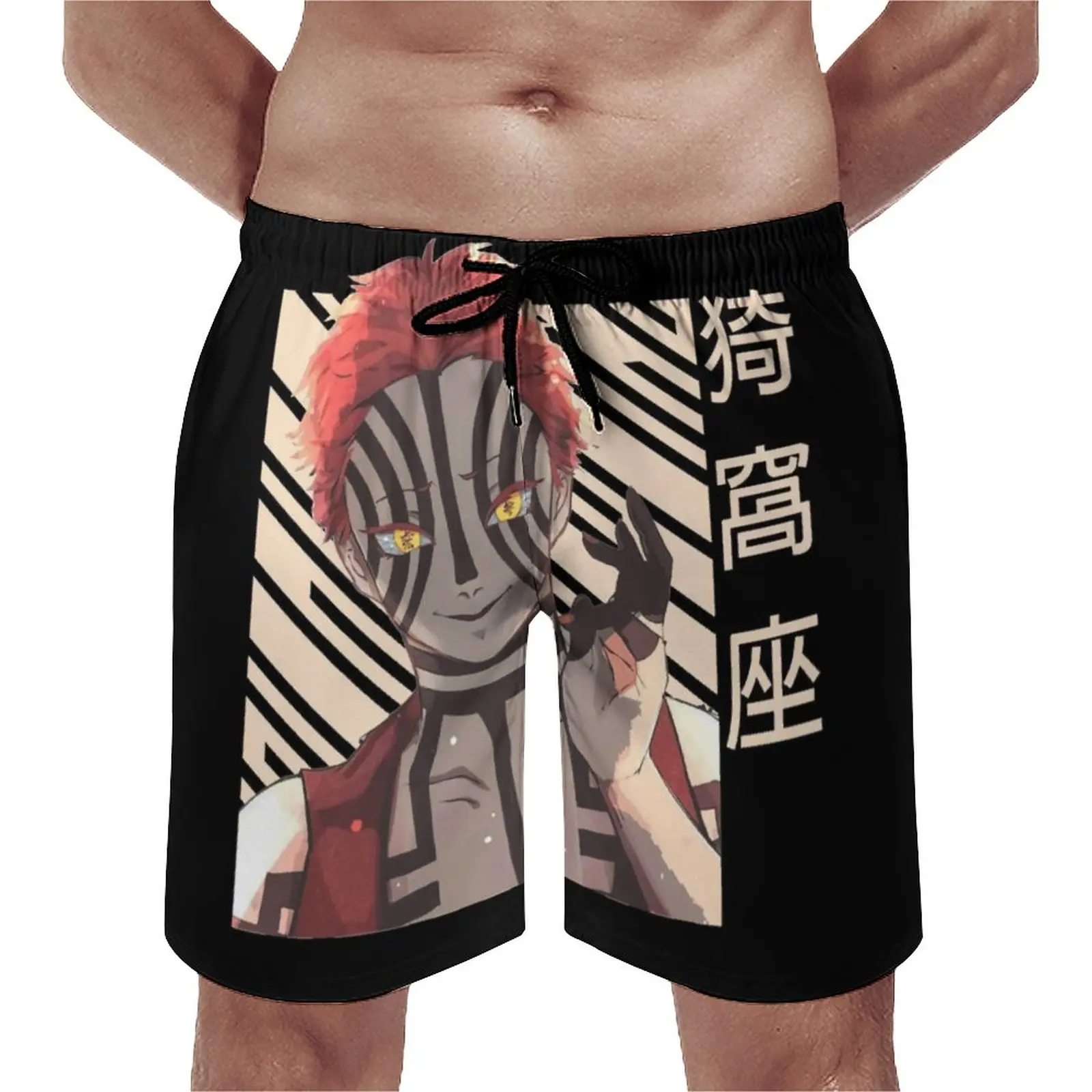 

Akaza Demon Slayer Board Shorts Anime Manga Japan Otaku Men Pattern Beach Shorts Hot Printed Plus Size Swim Trunks